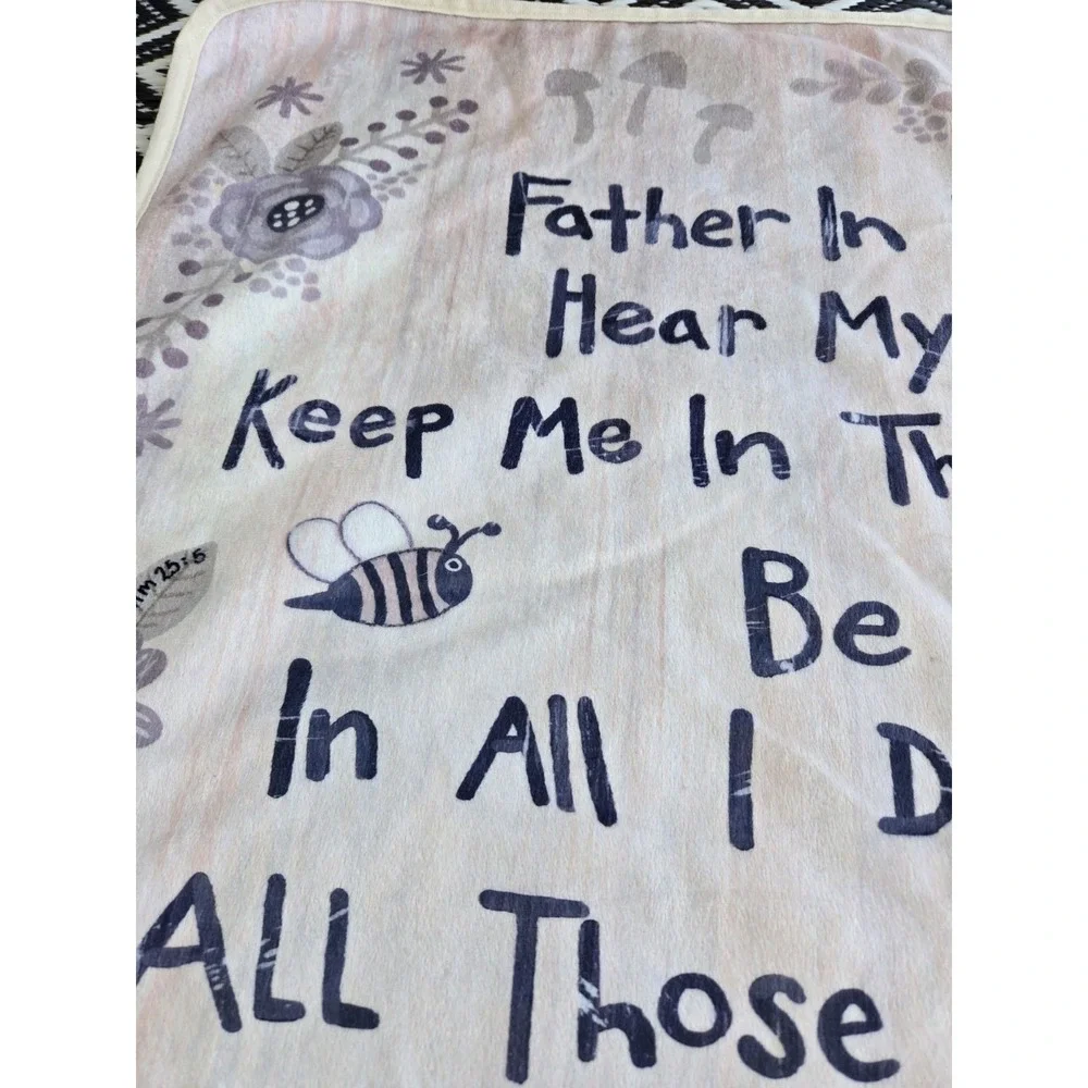 Beetle + Bob Baby Blanket Father In Heaven Prayer Plush Neutral Teddy Bear Gray‎